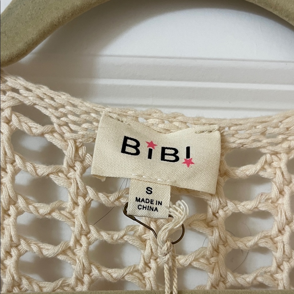 BiBi Beige Open-Knit Cardigan - Picture 2 of 8